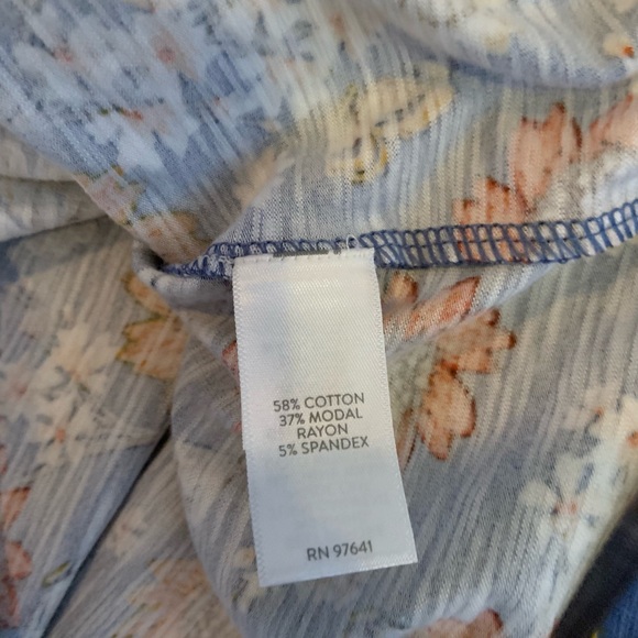 J. Jill Sunflower Knit Henley Dress Blue Orange Floral Tie Waist Tassels Medium - Picture 11 of 12